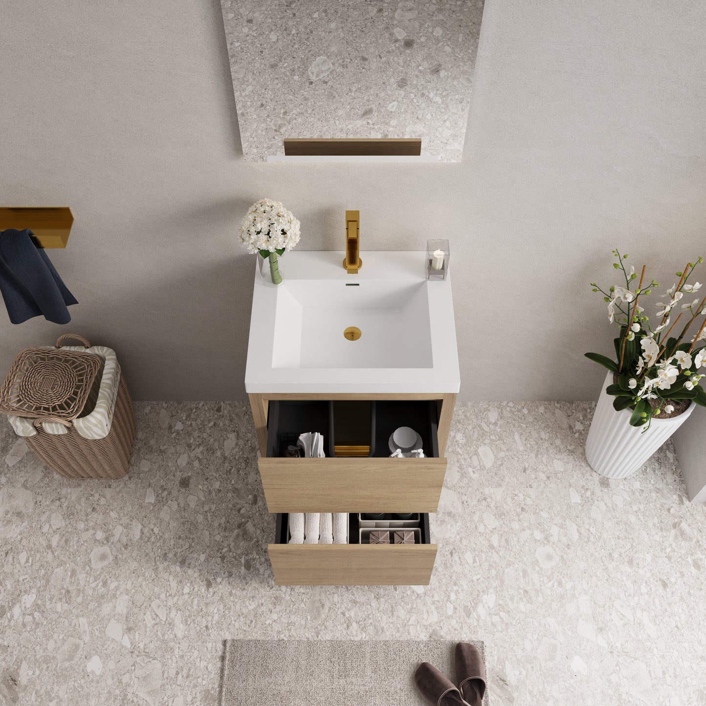 24" Aurelia - Freestanding Bathroom Vanity Natural Oak