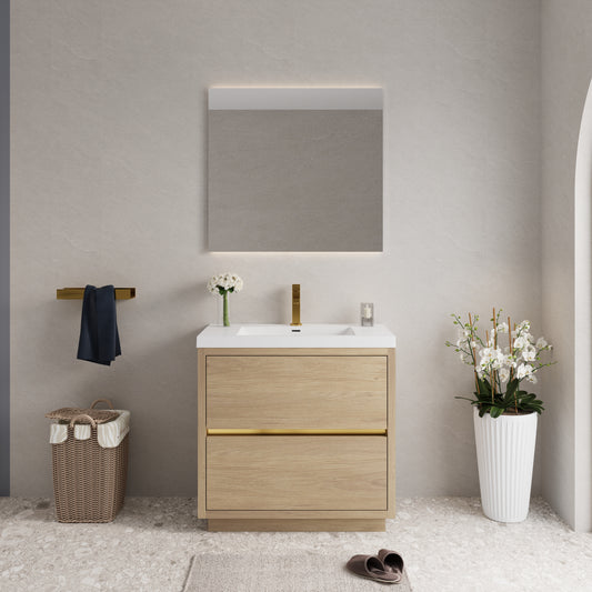 36" Aurelia - Freestanding Bathroom Vanity Natural Oak