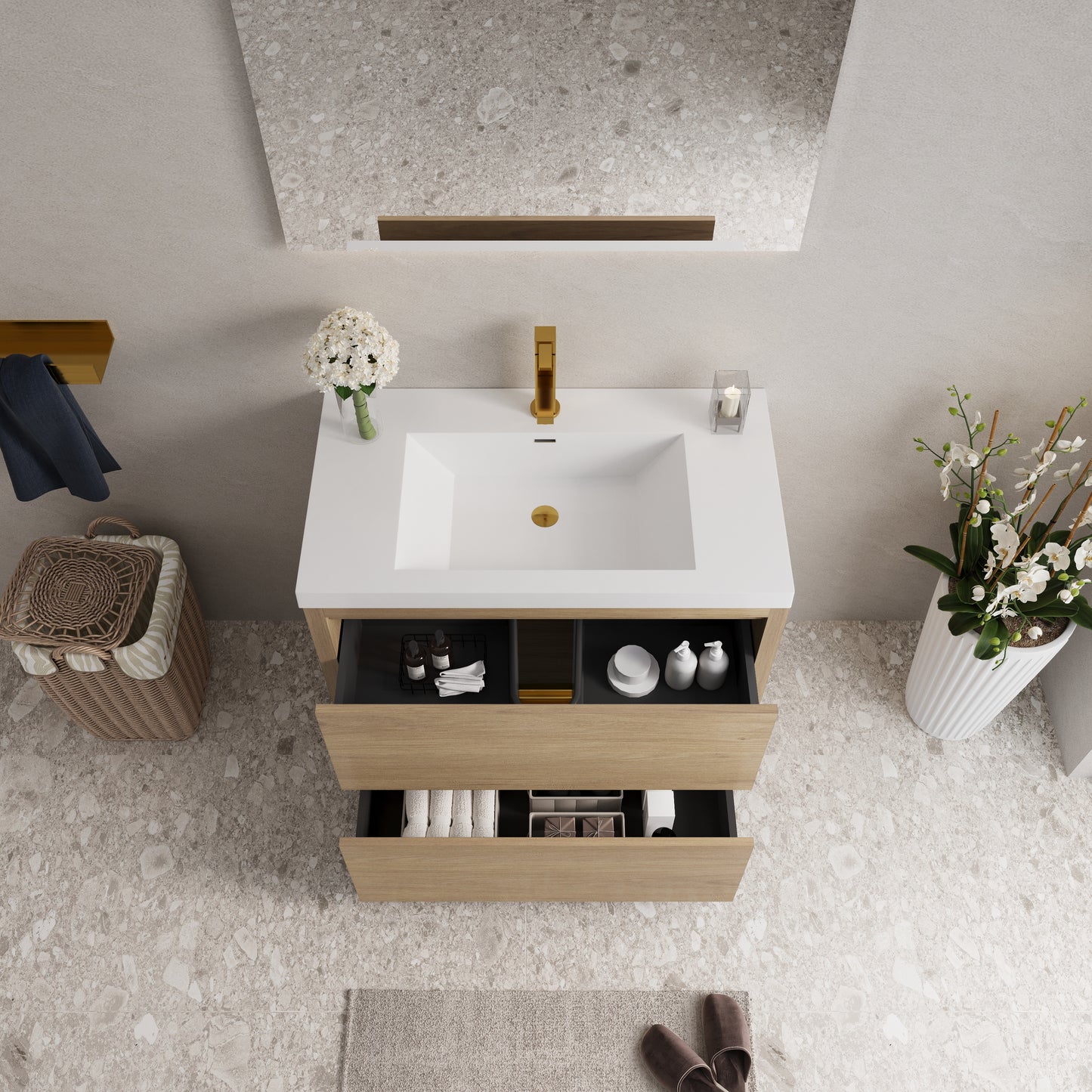 36" Aurelia - Freestanding Bathroom Vanity Natural Oak