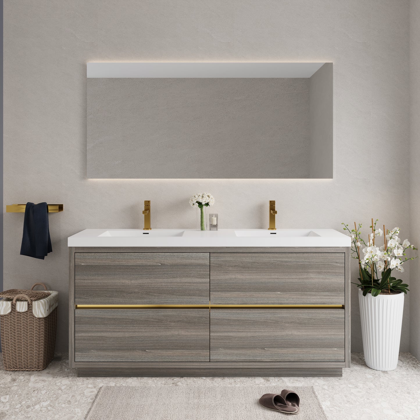 72" Aurelia - Freestanding Bathroom Vanity Ash Grey