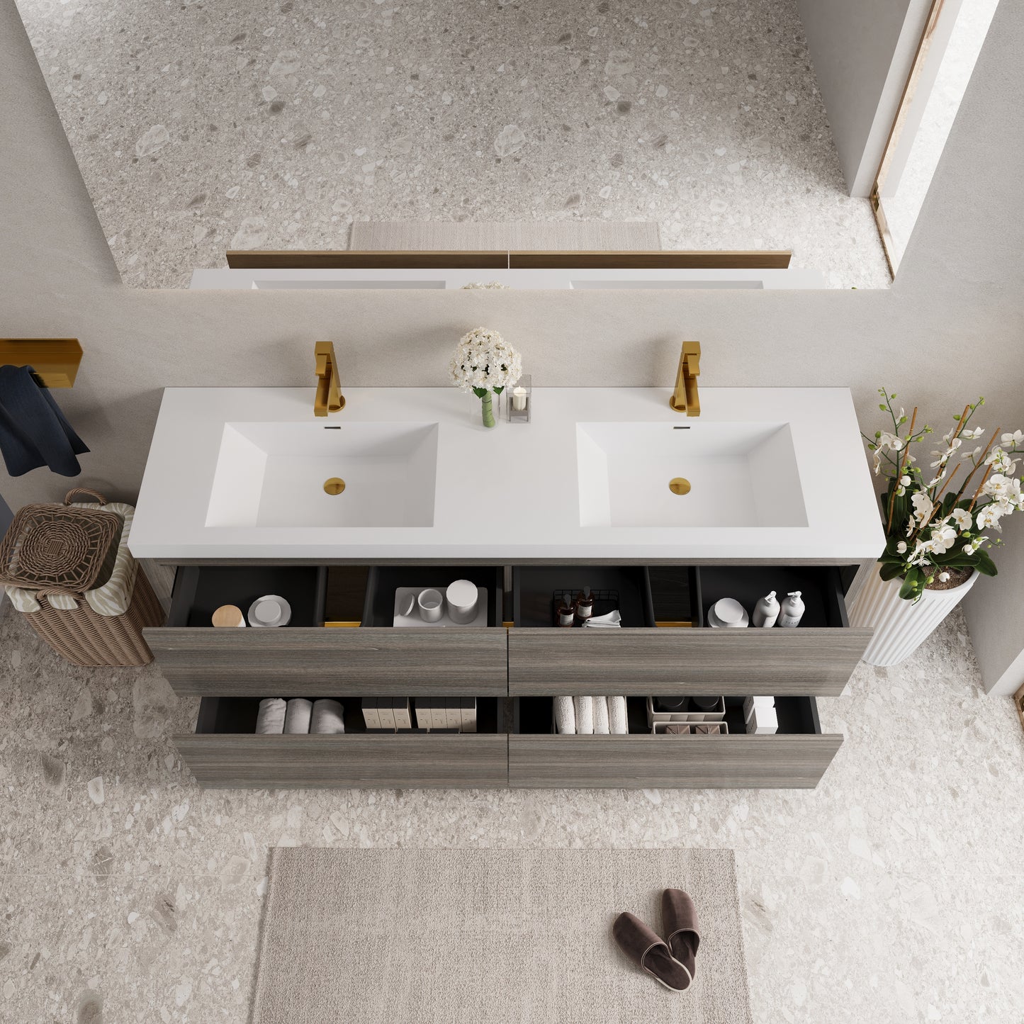 72" Aurelia - Freestanding Bathroom Vanity Ash Grey