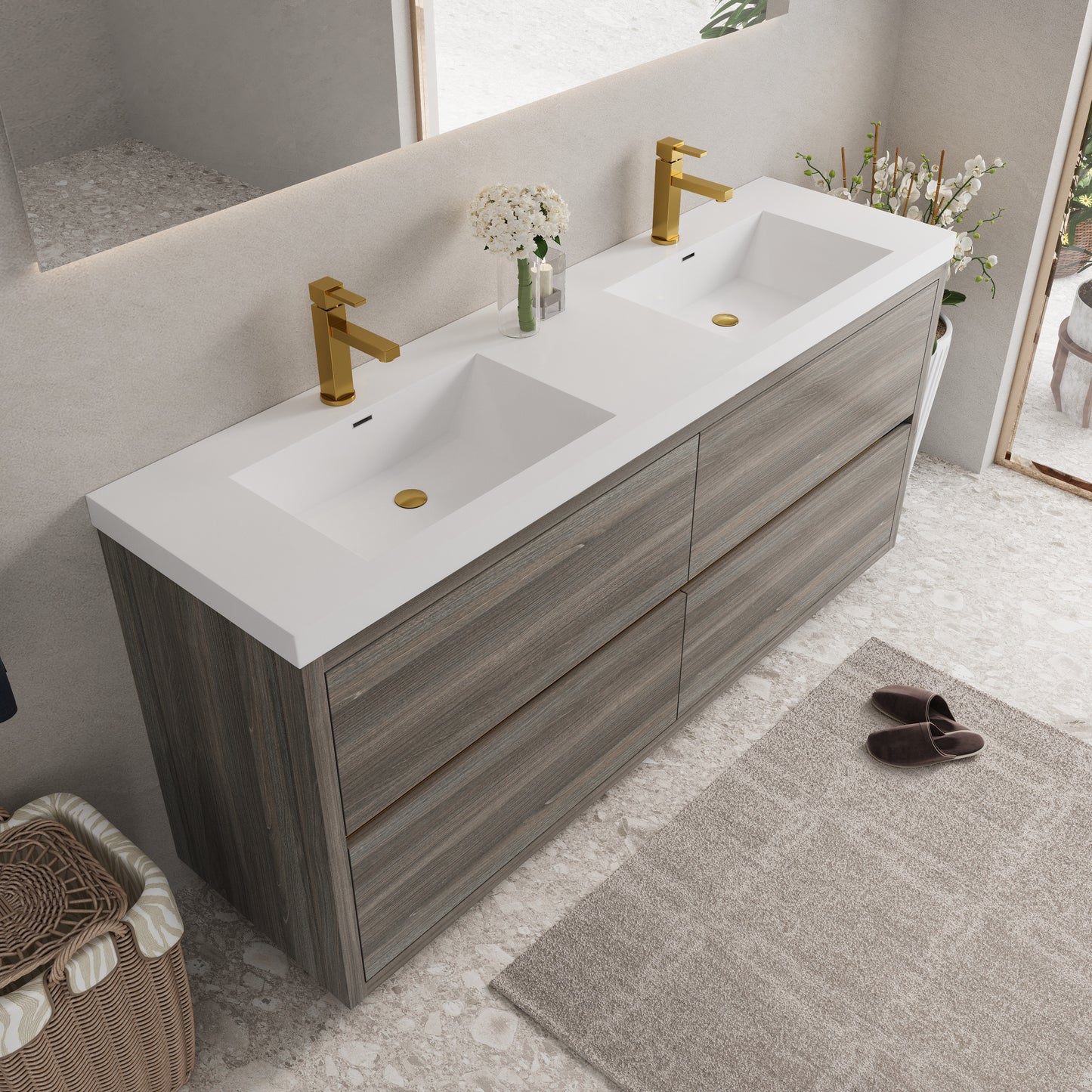 72" Aurelia - Freestanding Bathroom Vanity Ash Grey