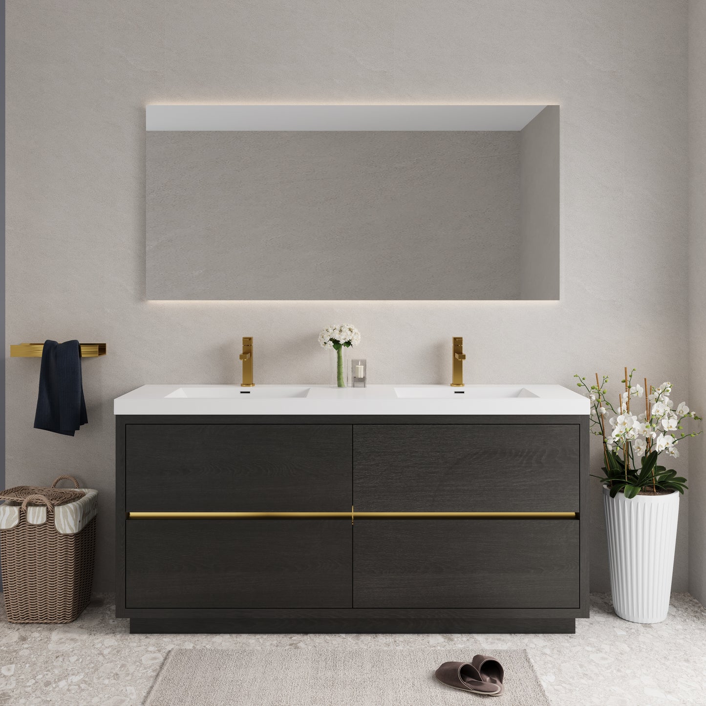 72" Aurelia - Freestanding Bathroom Vanity Espresso Wood