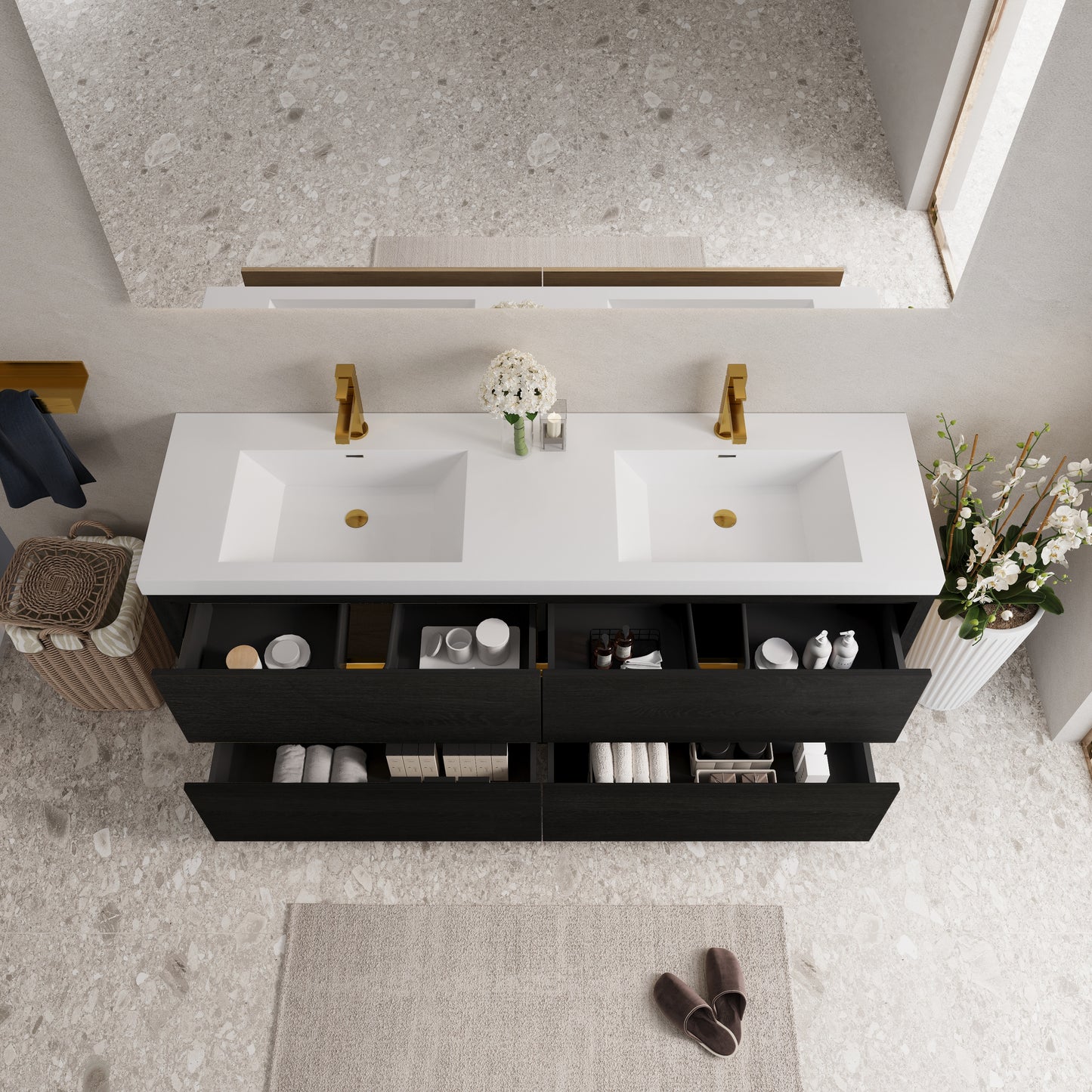 72" Aurelia - Freestanding Bathroom Vanity Espresso Wood