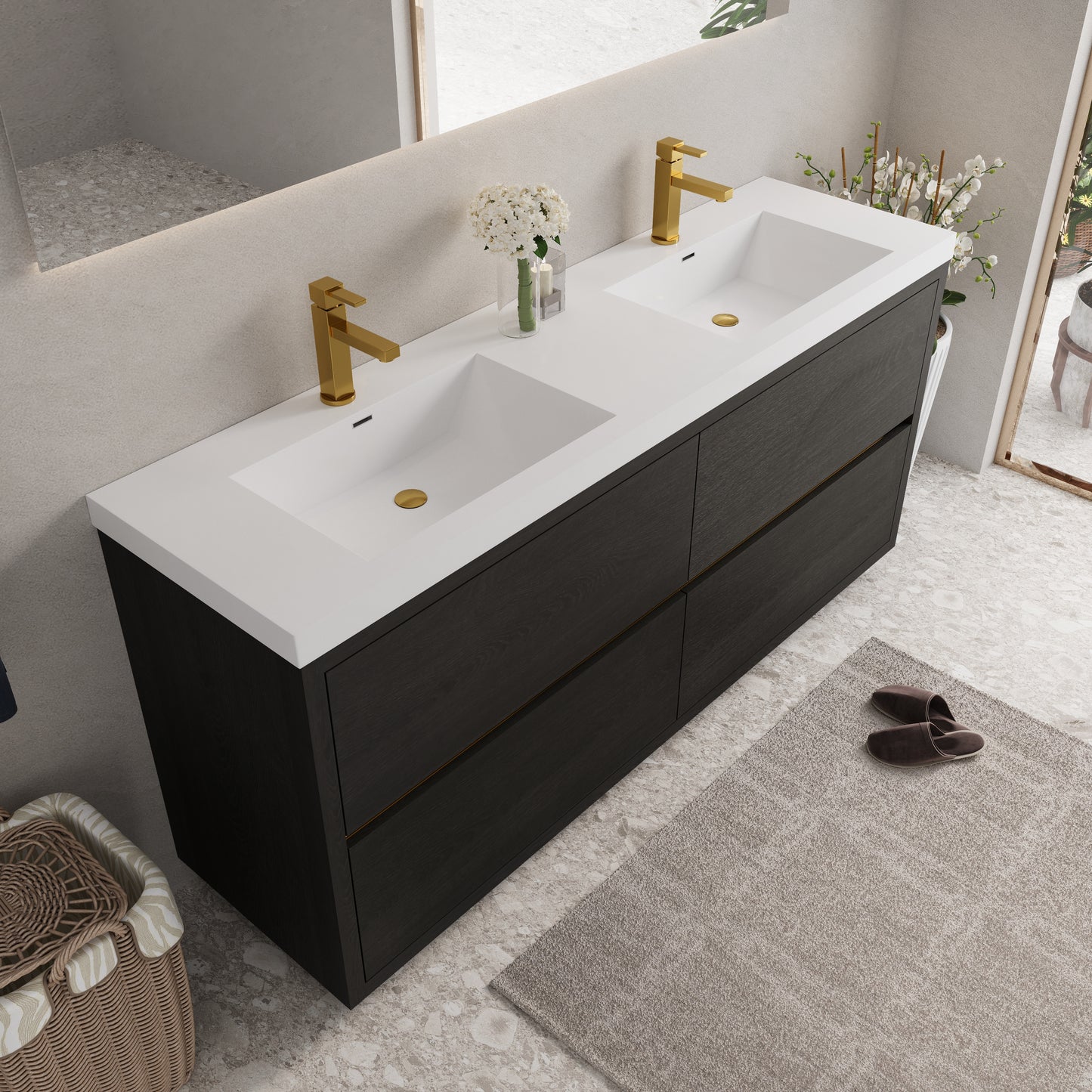 72" Aurelia - Freestanding Bathroom Vanity Espresso Wood