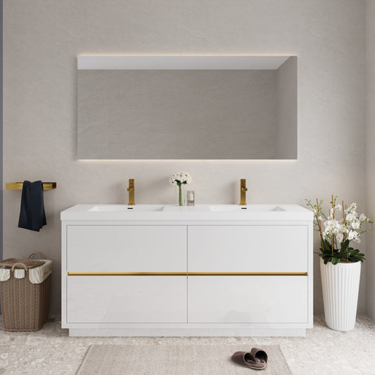 72" Aurelia - Freestanding Bathroom Vanity Glossy White