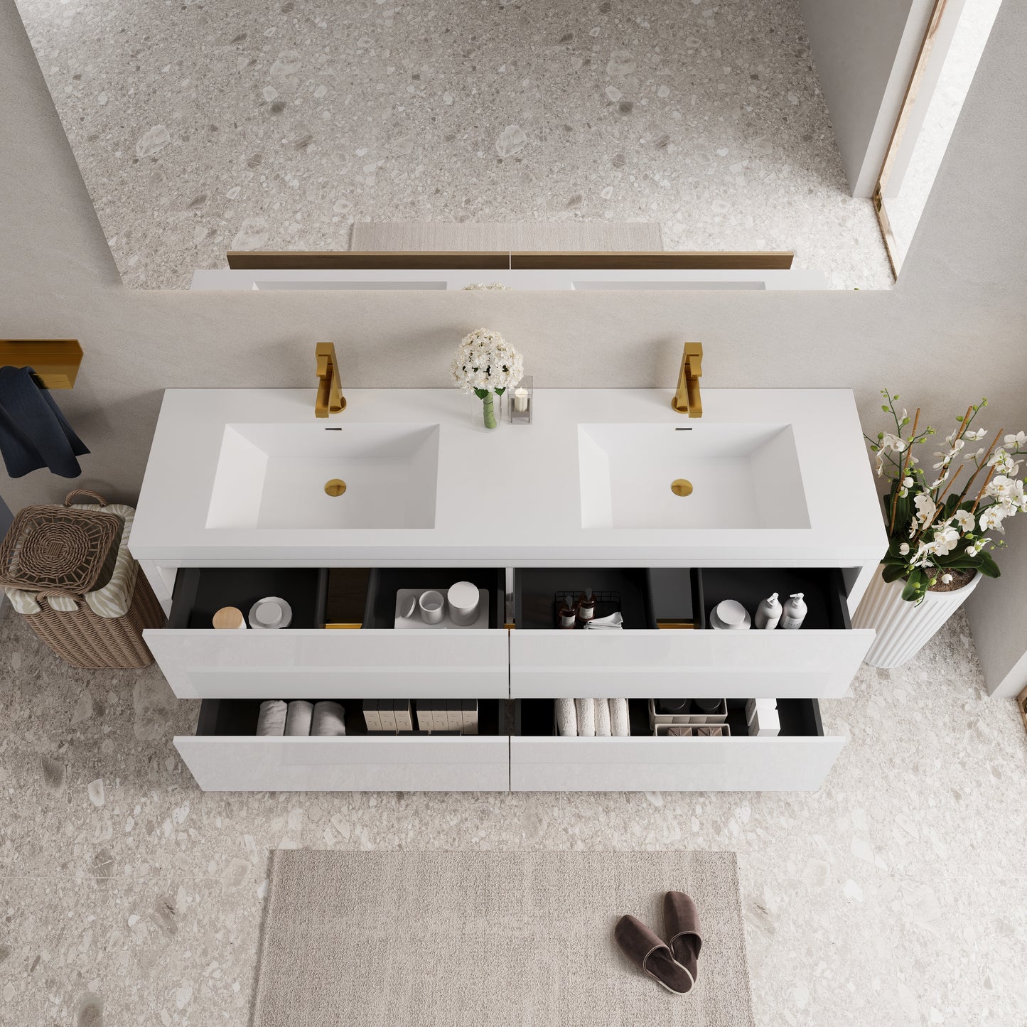 72" Aurelia - Freestanding Bathroom Vanity Glossy White