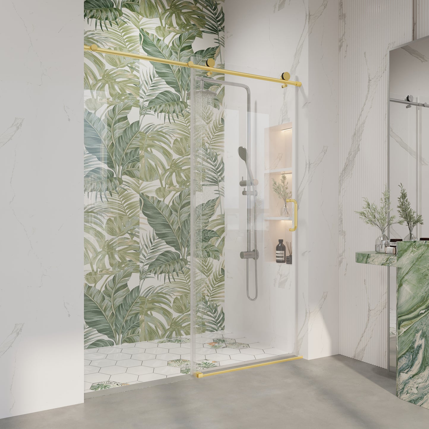 56" - 60" W x 76" H Frameless Bathroom Single Sliding Shower Door D06-60