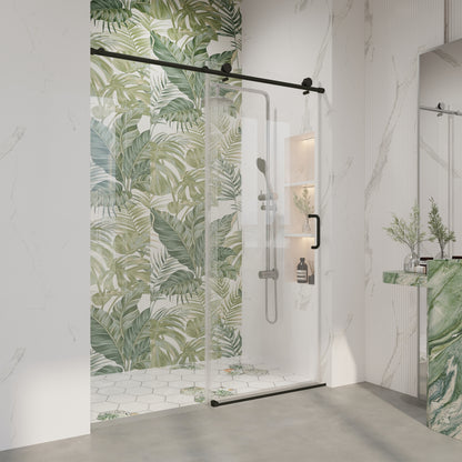 56" - 60" W x 76" H Frameless Bathroom Single Sliding Shower Door D06-60