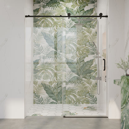 56" - 60" W x 76" H Frameless Bathroom Single Sliding Shower Door D06-60