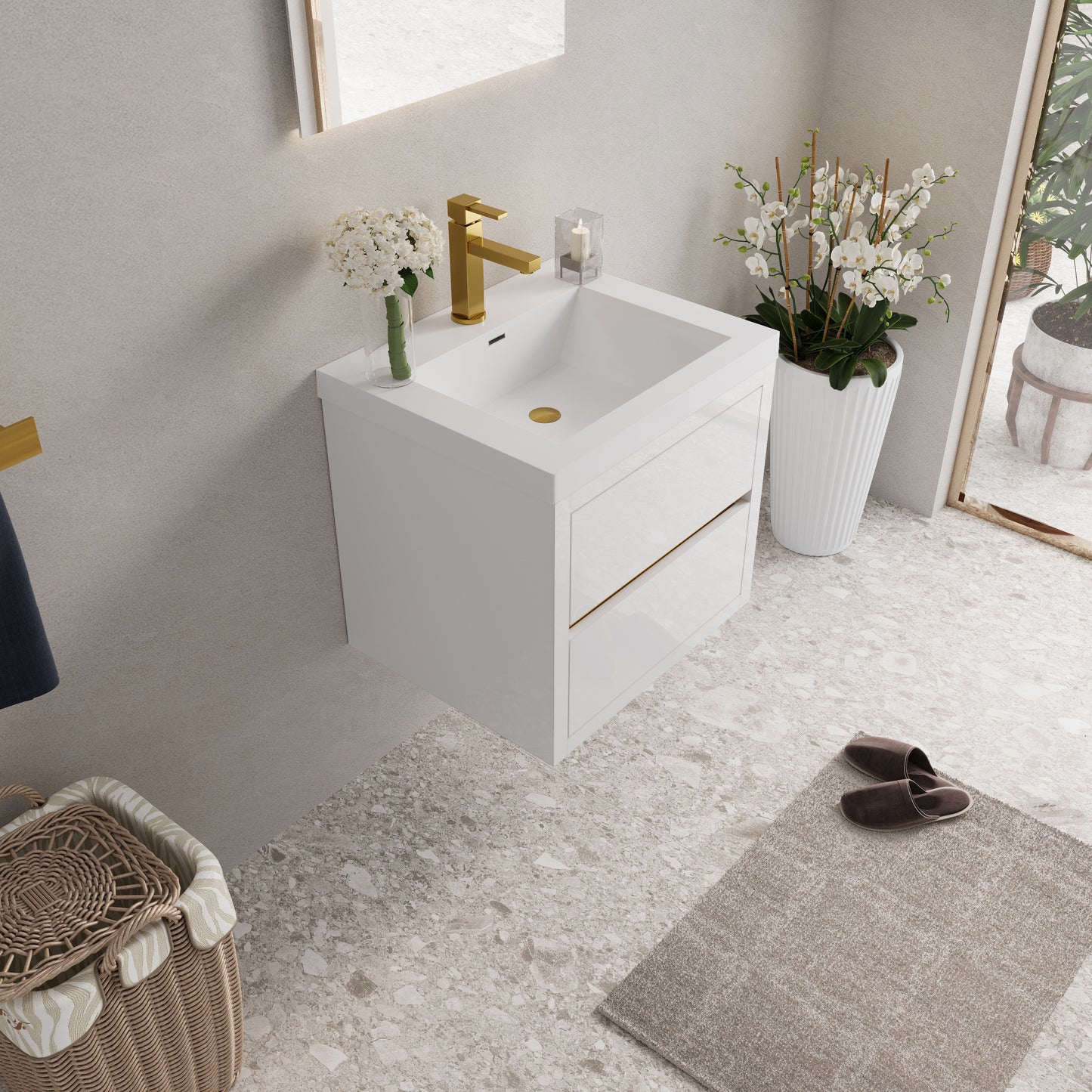 24" Aurelia - Floating Bathroom Vanity Glossy White