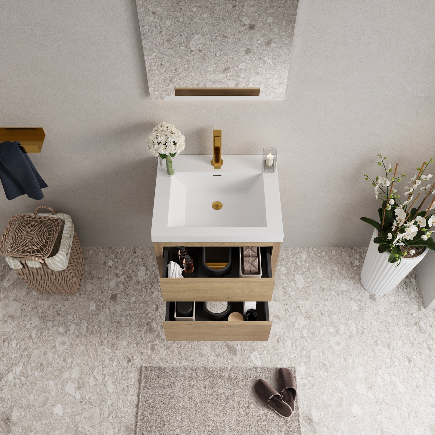 24" Aurelia - Floating Bathroom Vanity Natural Oak