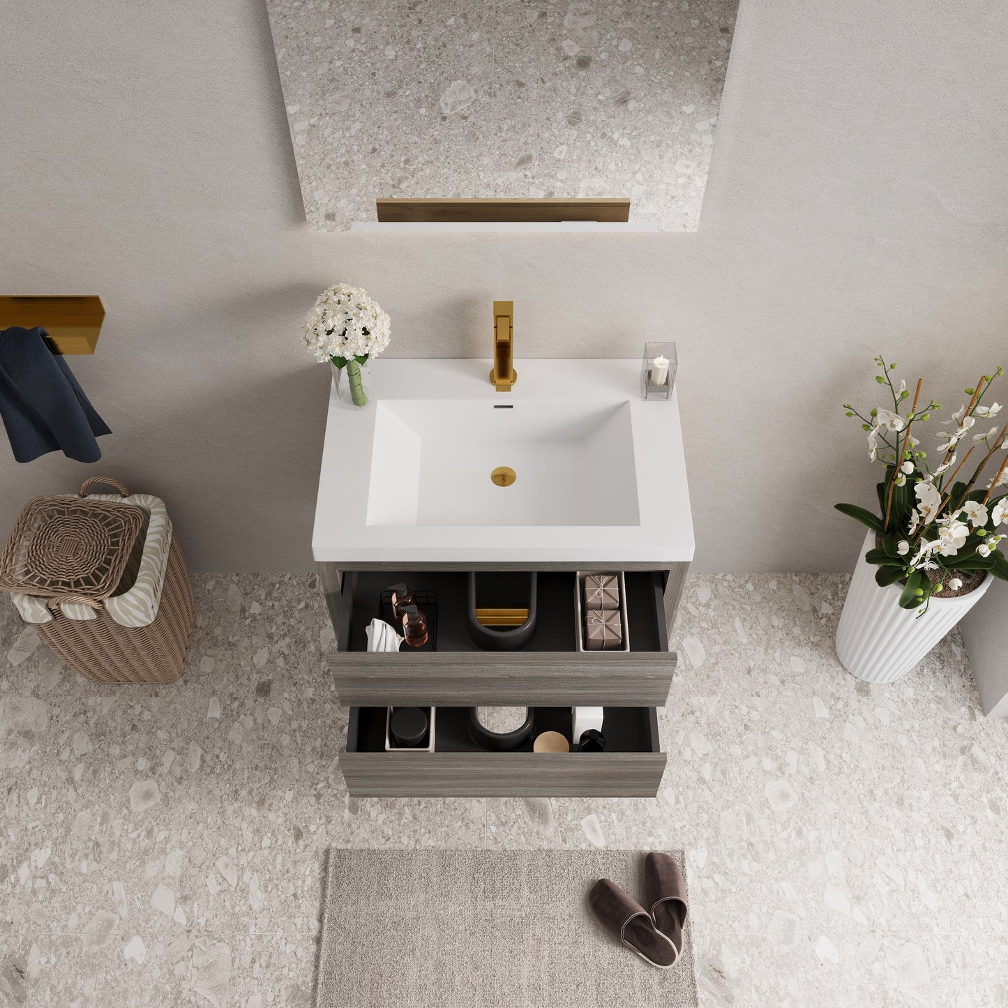 30" Aurelia - Floating Bathroom Vanity Ash Grey