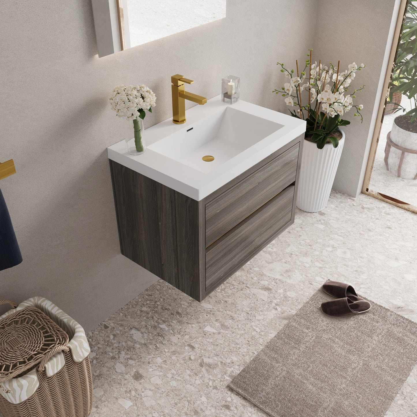 30" Aurelia - Floating Bathroom Vanity Ash Grey