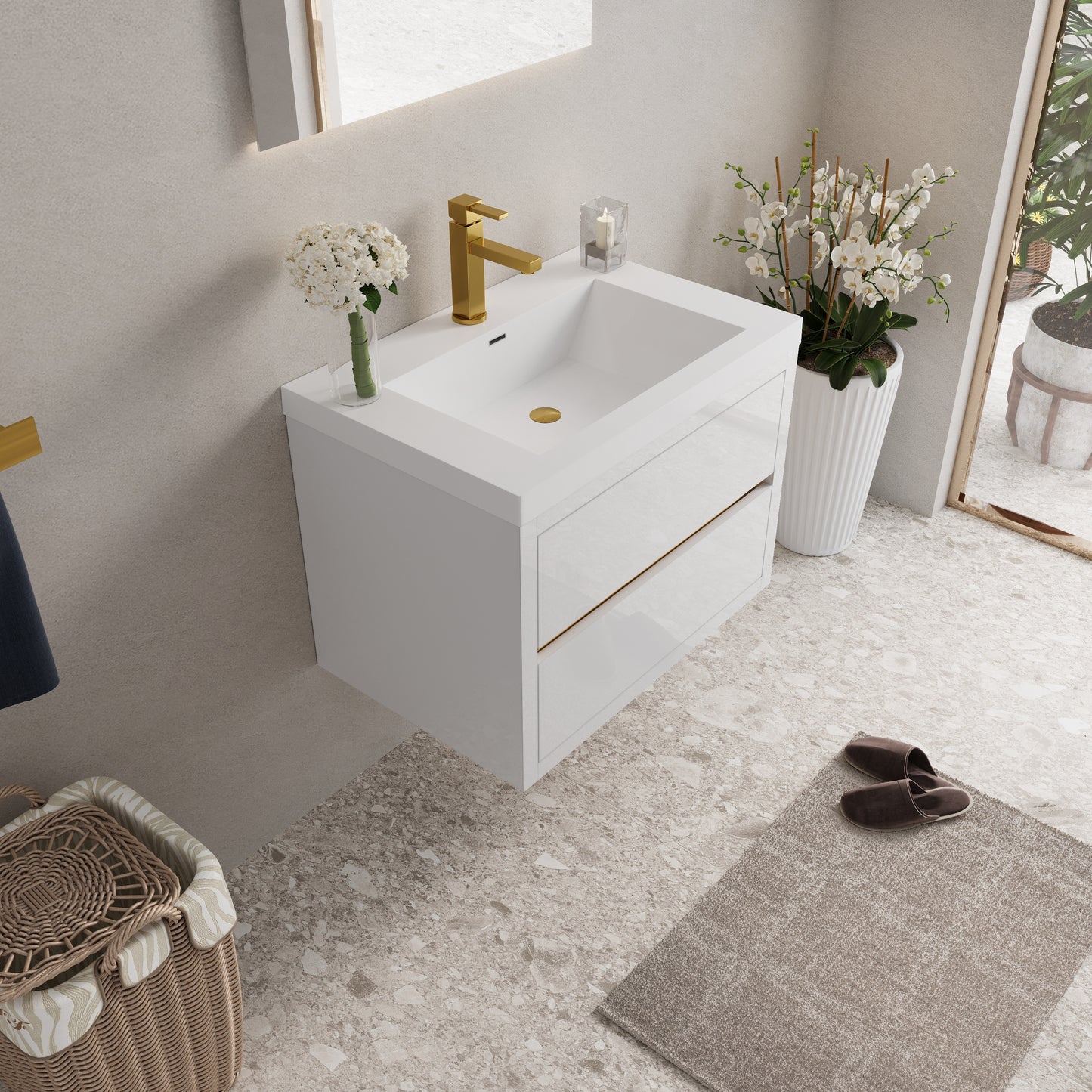 30" Aurelia - Floating Bathroom Vanity Glossy White