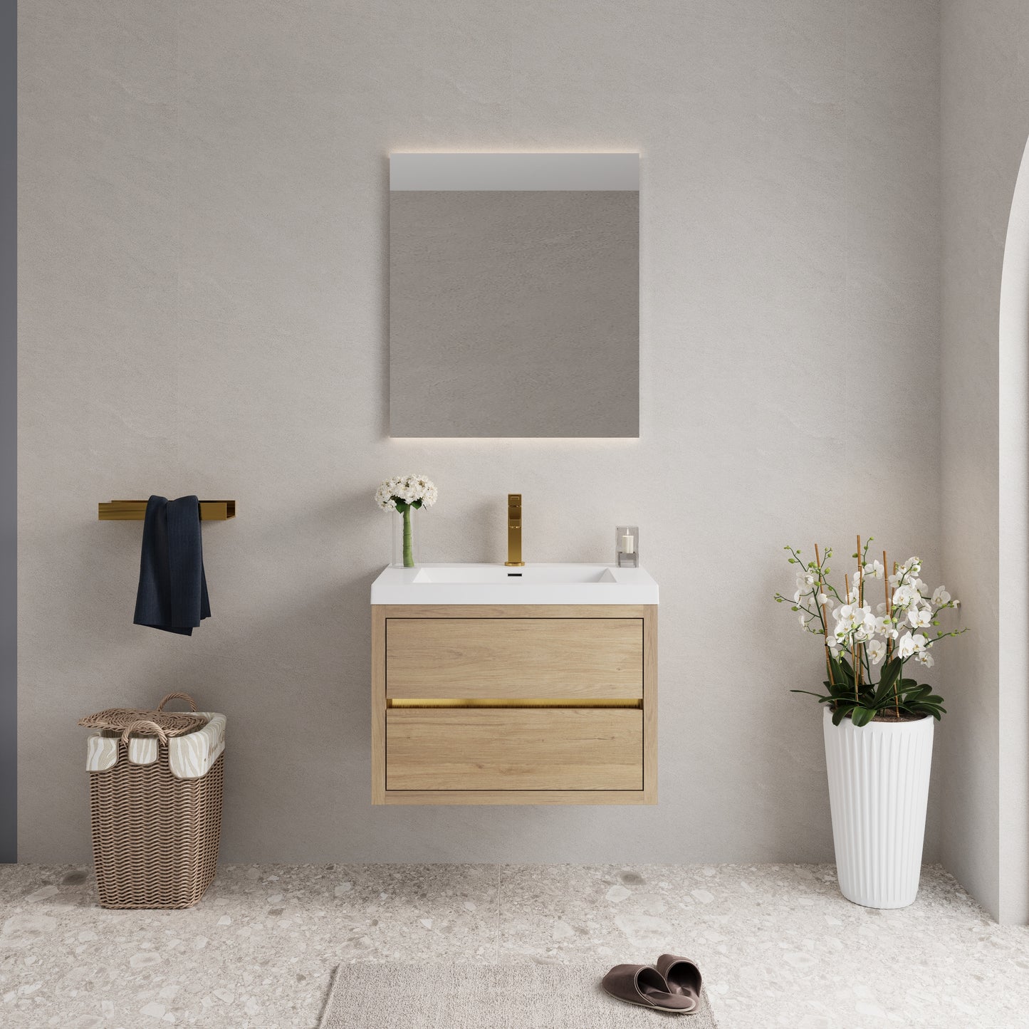 30" Aurelia - Floating Bathroom Vanity Natural Oak