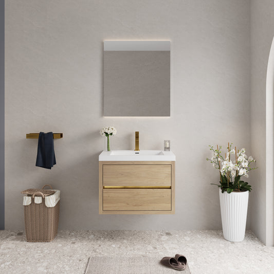 30" Aurelia - Floating Bathroom Vanity Natural Oak