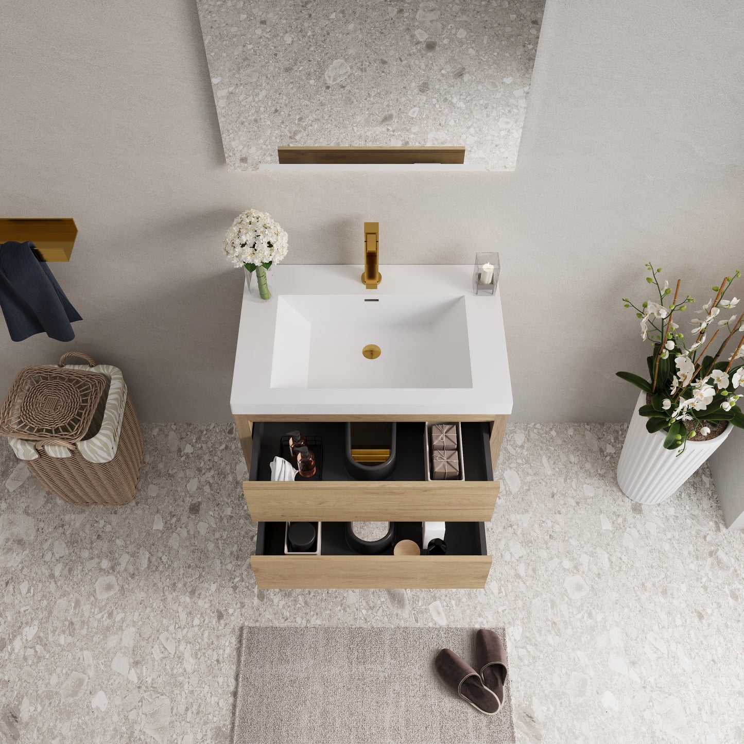 30" Aurelia - Floating Bathroom Vanity Natural Oak