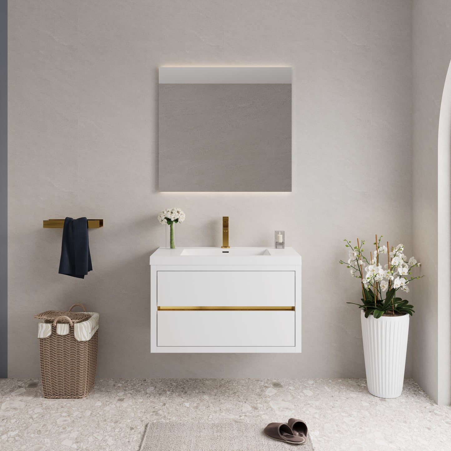 36" Aurelia - Floating Bathroom Vanity Glossy White