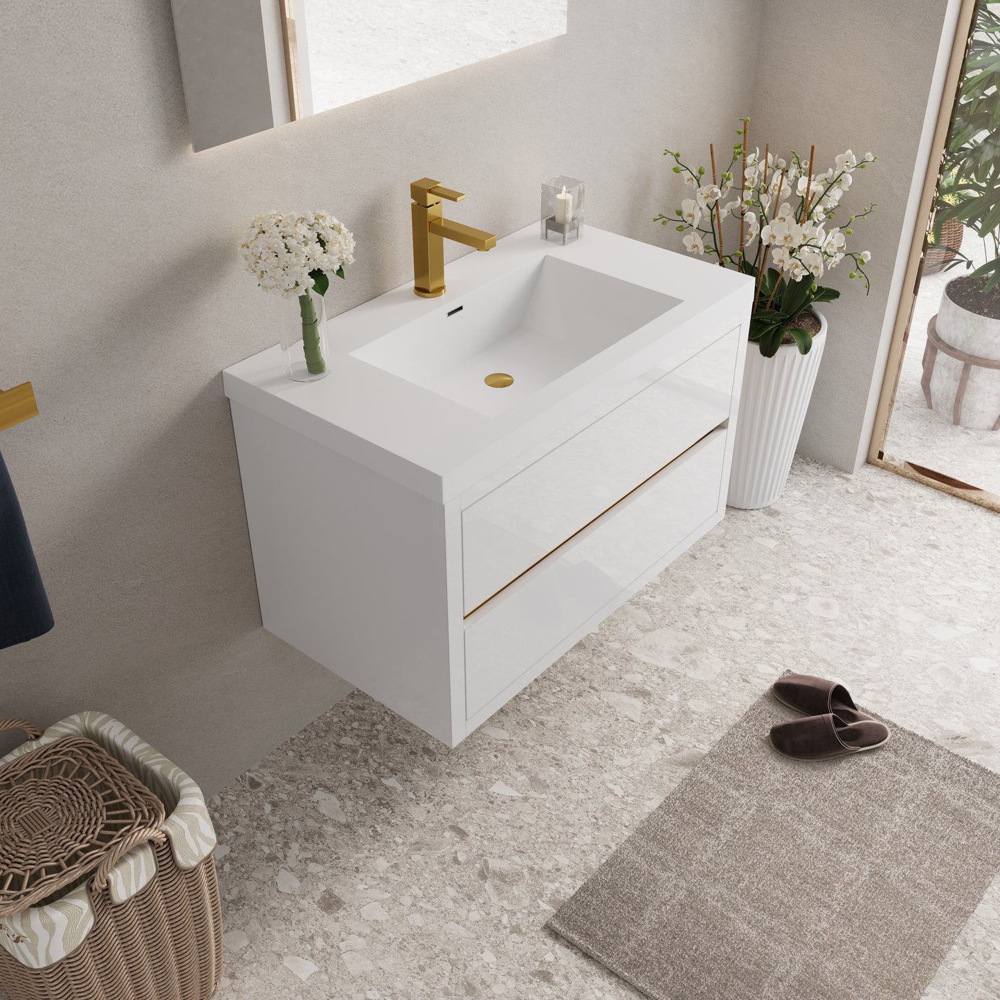 36" Aurelia - Floating Bathroom Vanity Glossy White