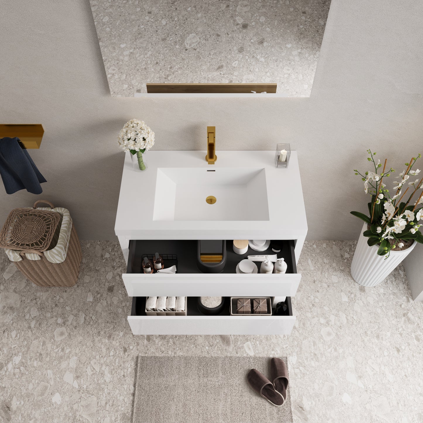 36" Aurelia - Floating Bathroom Vanity Glossy White