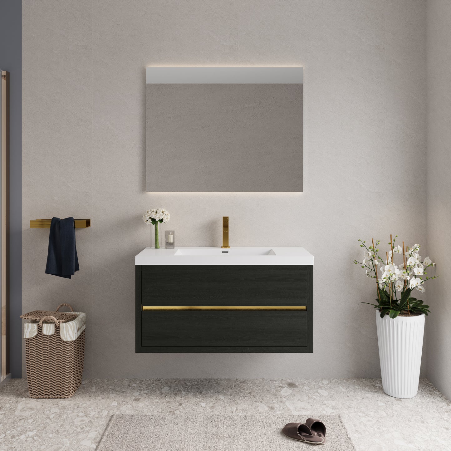 42" Aurelia - Floating Bathroom Vanity Espresso Wood
