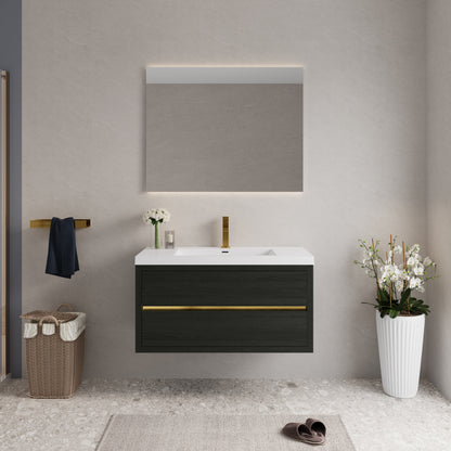42" Aurelia - Floating Bathroom Vanity, Espresso Wood V15-42EW