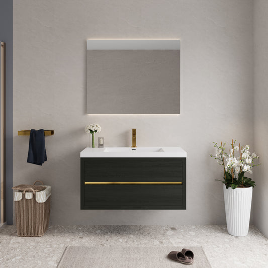 42" Aurelia - Floating Bathroom Vanity Espresso Wood