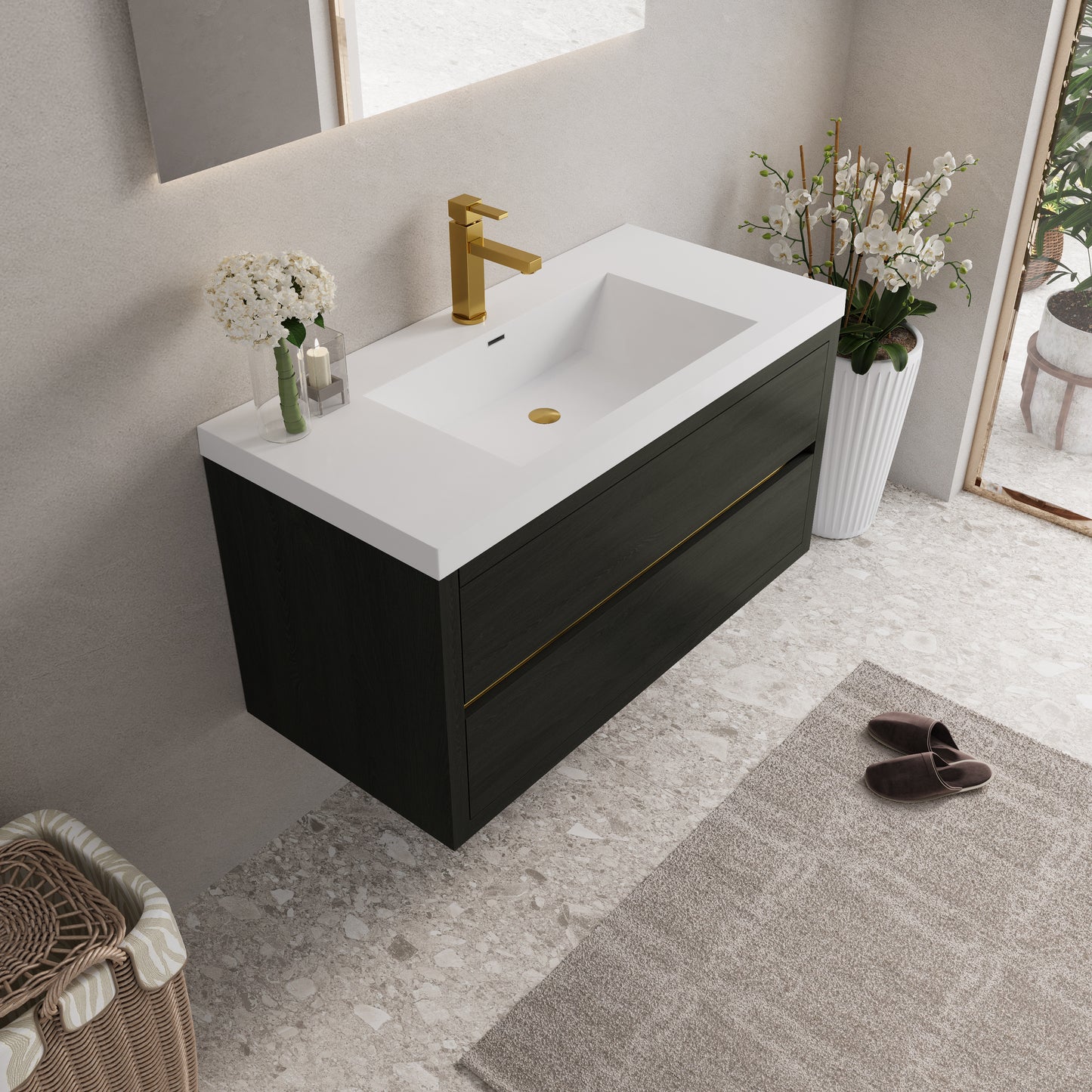 42" Aurelia - Floating Bathroom Vanity Espresso Wood