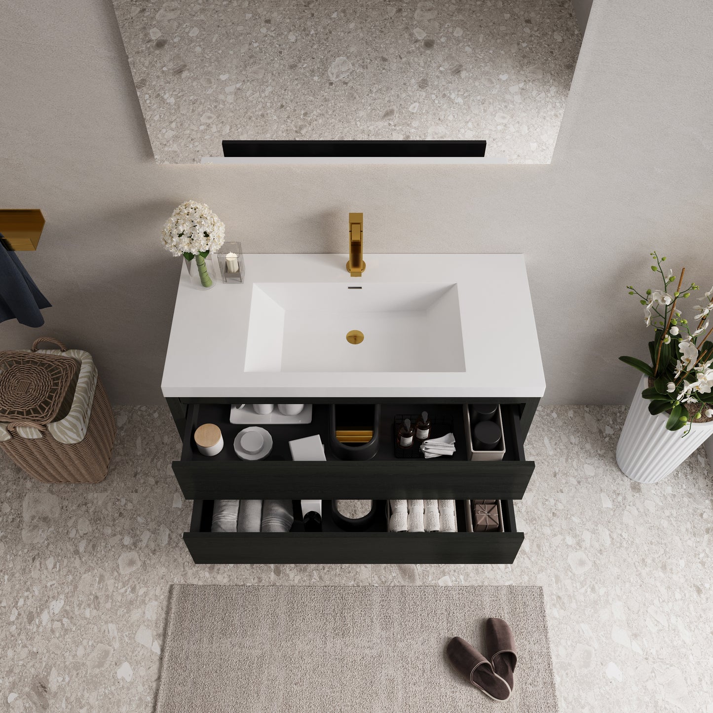42" Aurelia - Floating Bathroom Vanity Espresso Wood