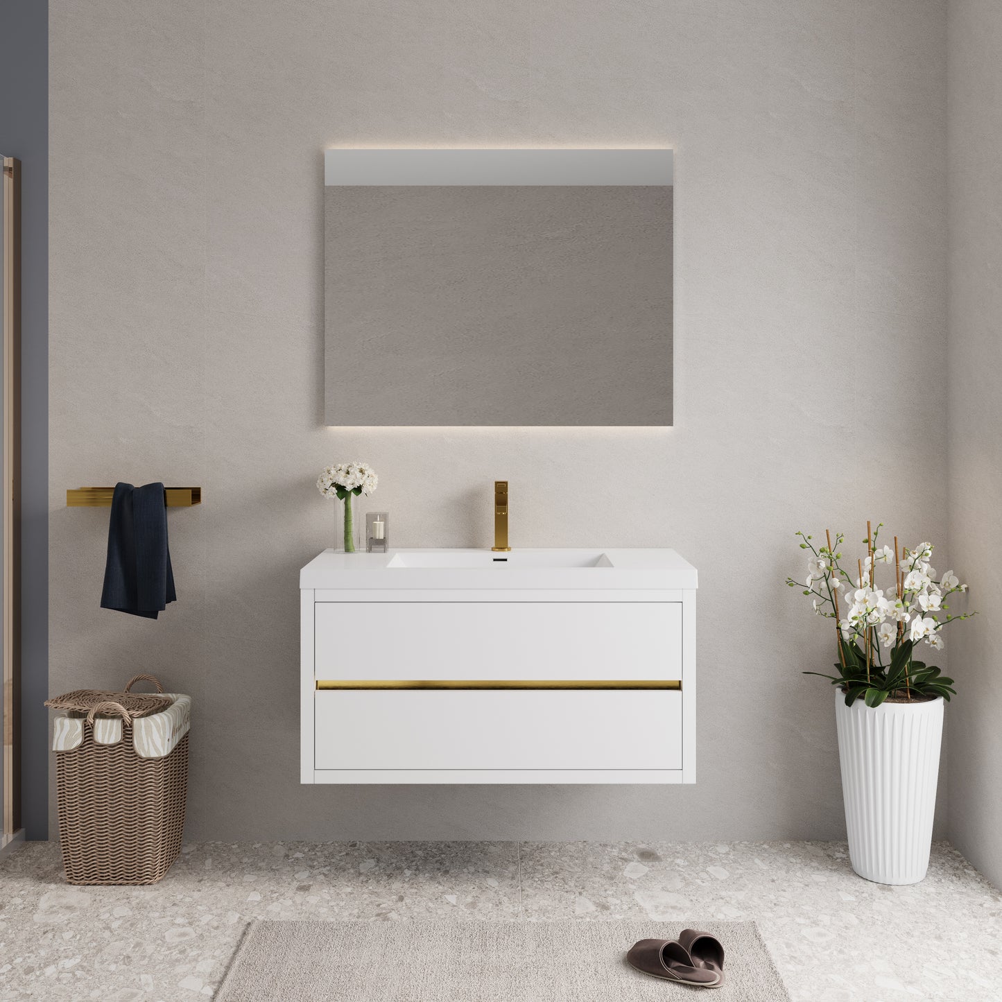 42" Aurelia - Floating Bathroom Vanity Glossy White