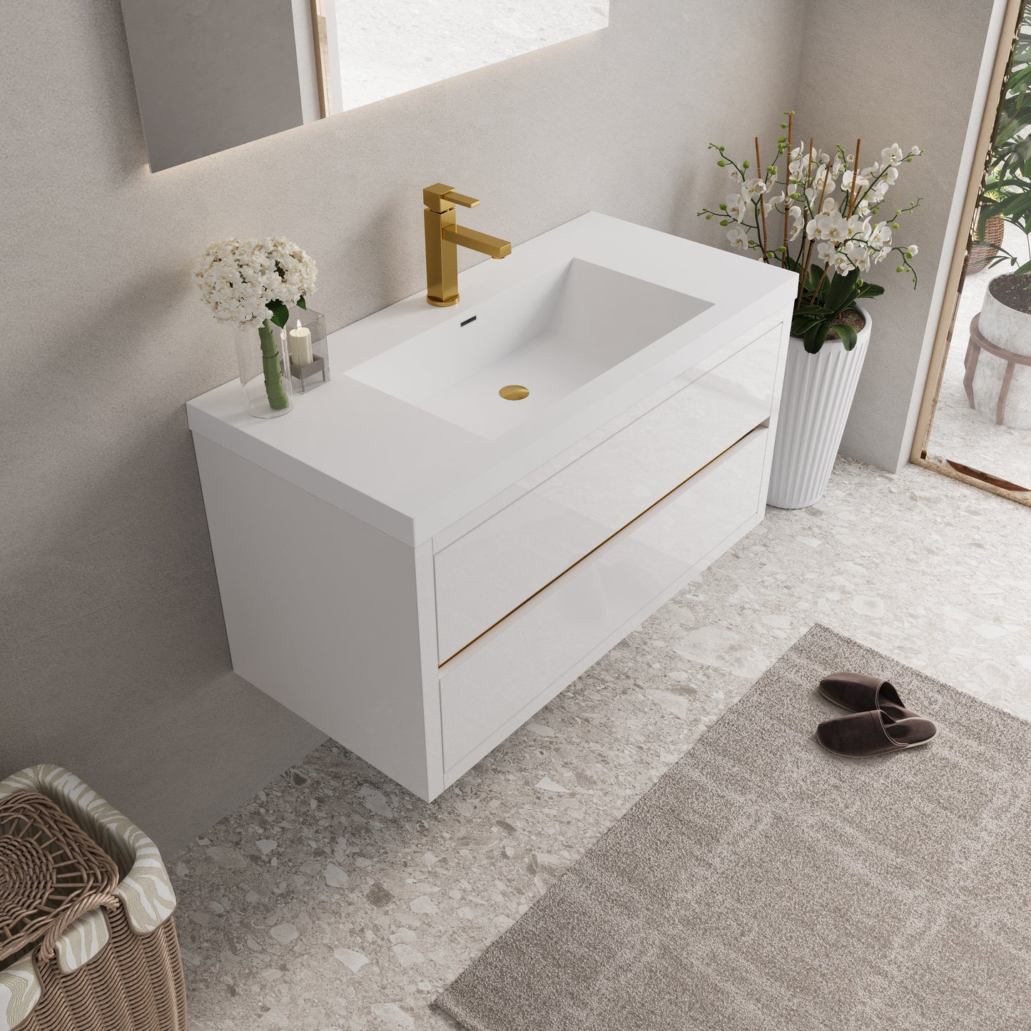 42" Aurelia - Floating Bathroom Vanity Glossy White