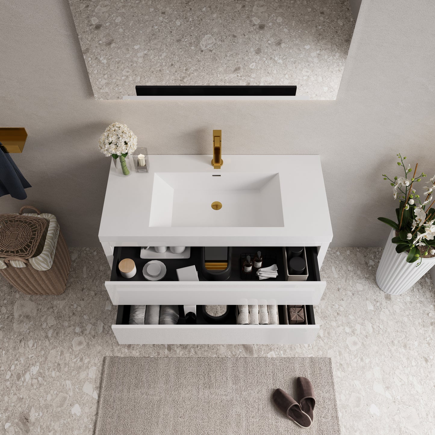 42" Aurelia - Floating Bathroom Vanity Glossy White
