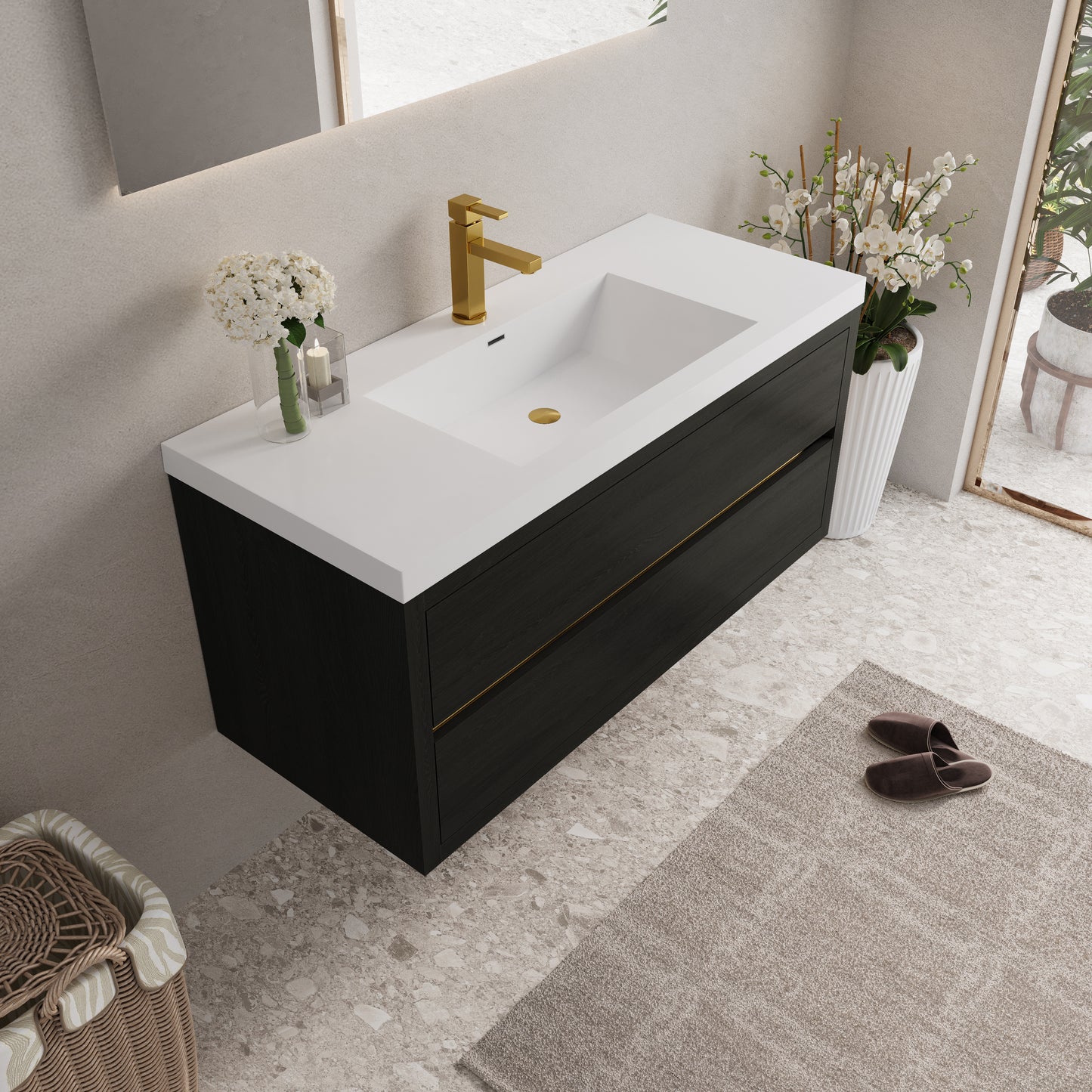 48" Aurelia - Floating Bathroom Vanity Espresso Wood