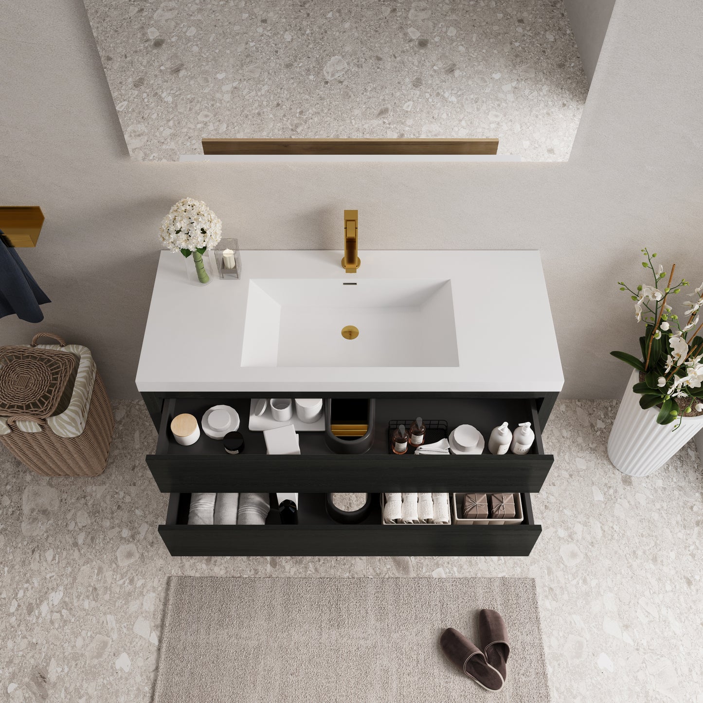 48" Aurelia - Floating Bathroom Vanity Espresso Wood