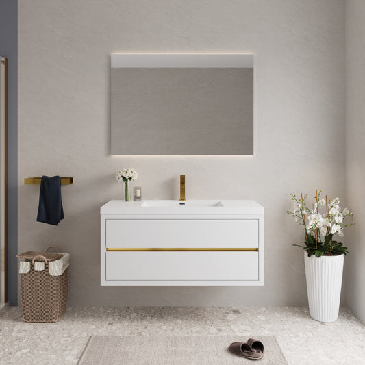 48" Aurelia - Floating Bathroom Vanity Glossy White
