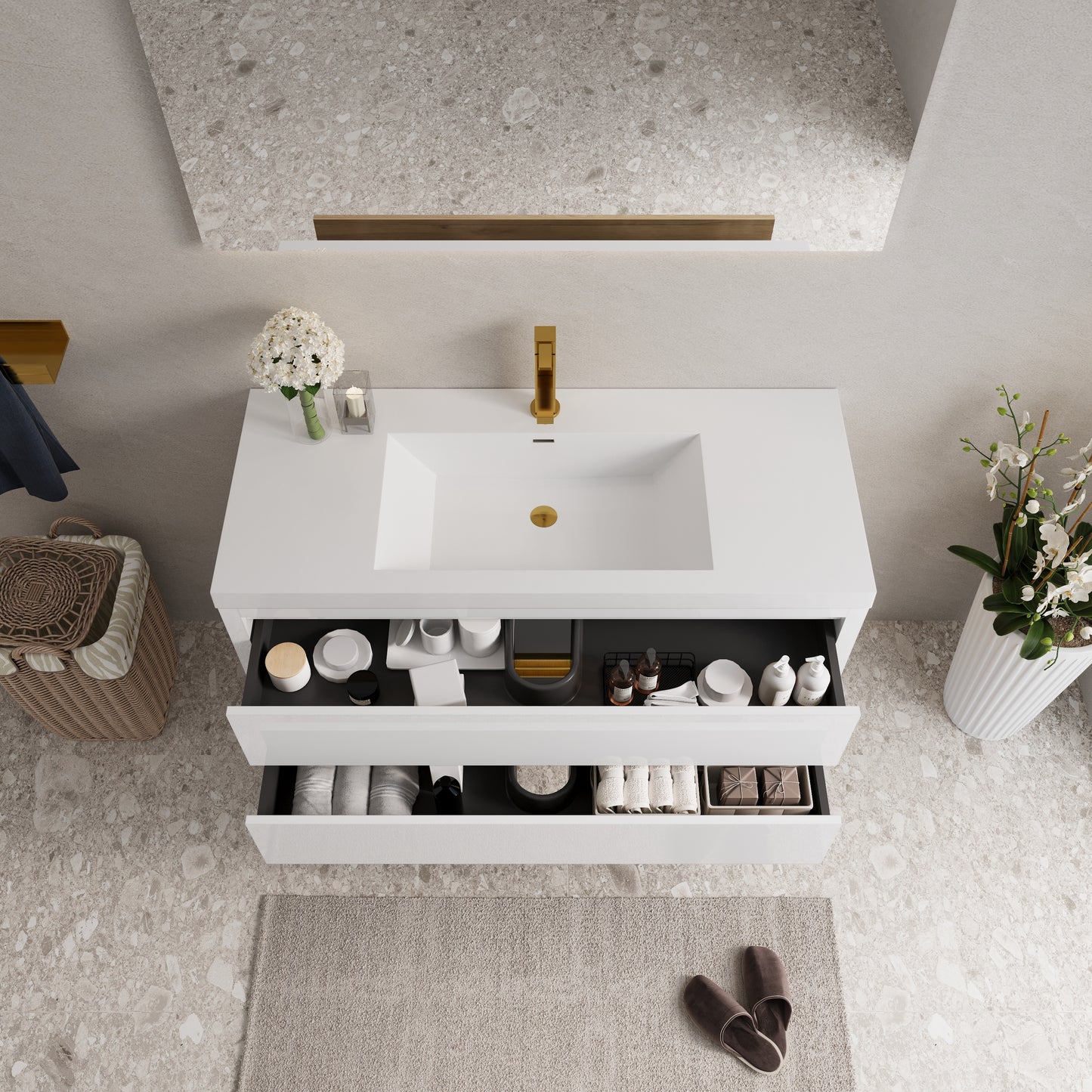 48" Aurelia - Floating Bathroom Vanity Glossy White