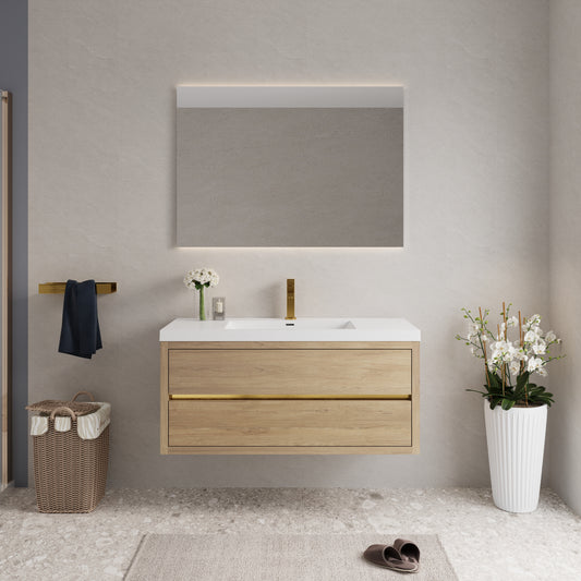 48" Aurelia - Floating Bathroom Vanity Natural Oak