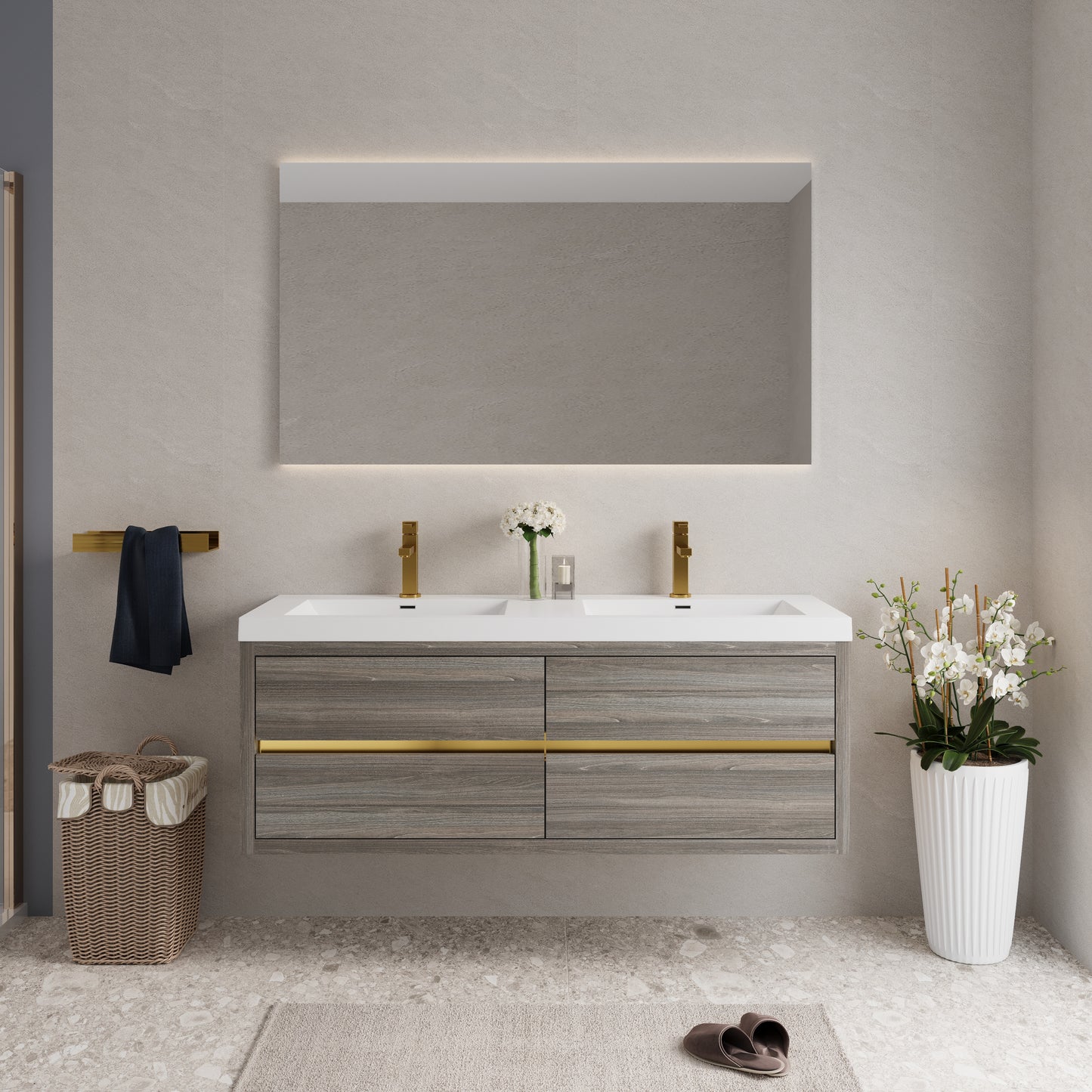 60" Aurelia - Floating Bathroom Vanity Ash Grey