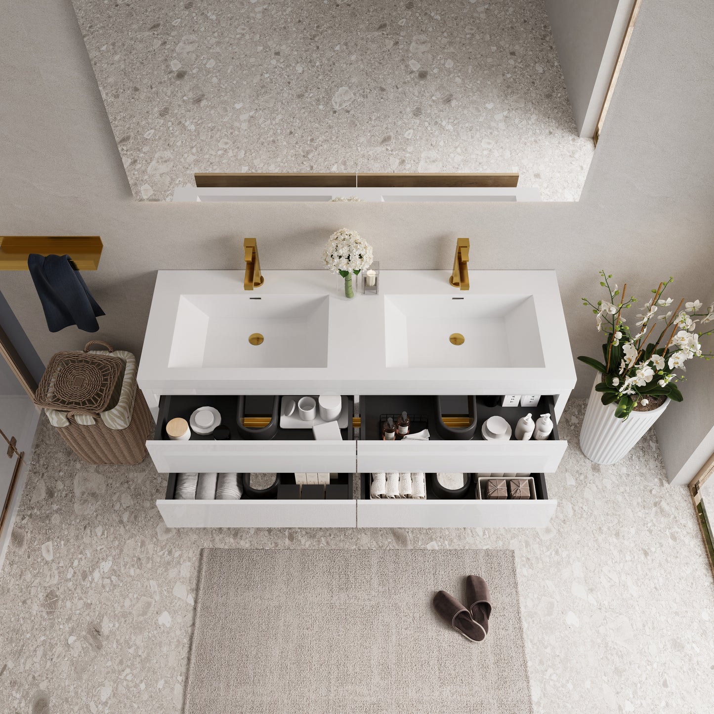 60" Aurelia - Floating Bathroom Vanity Glossy White