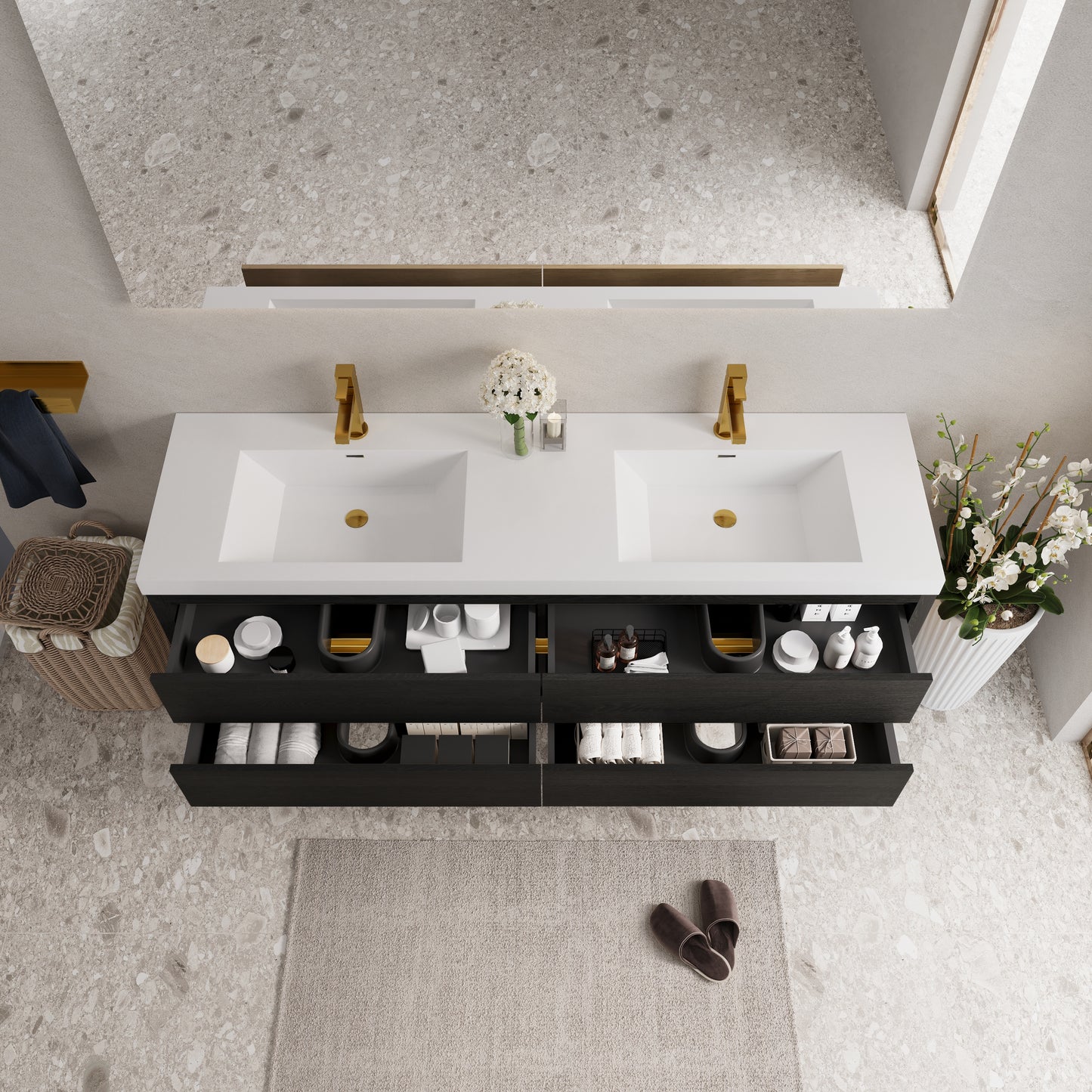 72" Aurelia - Floating Bathroom Vanity Espresso Wood