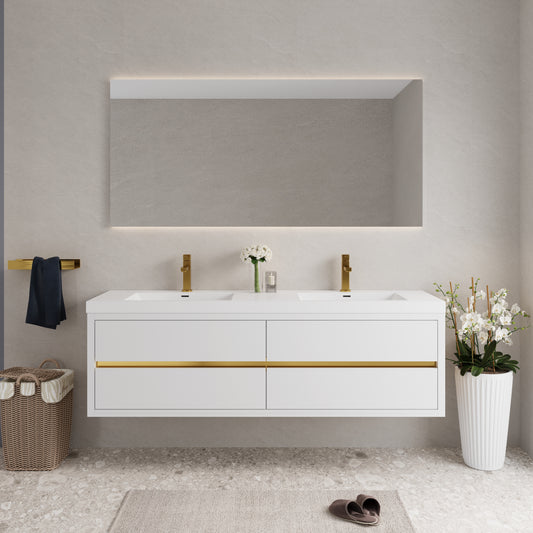 72" Aurelia - Floating Bathroom Vanity Glossy White