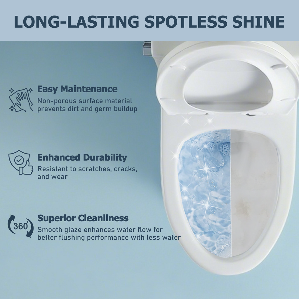 Ceramic One-Piece Toilet, 1.28 GPF Single-Flush, Comfort Height Elongated Bowl, Soft-Close Seat, Glossy White