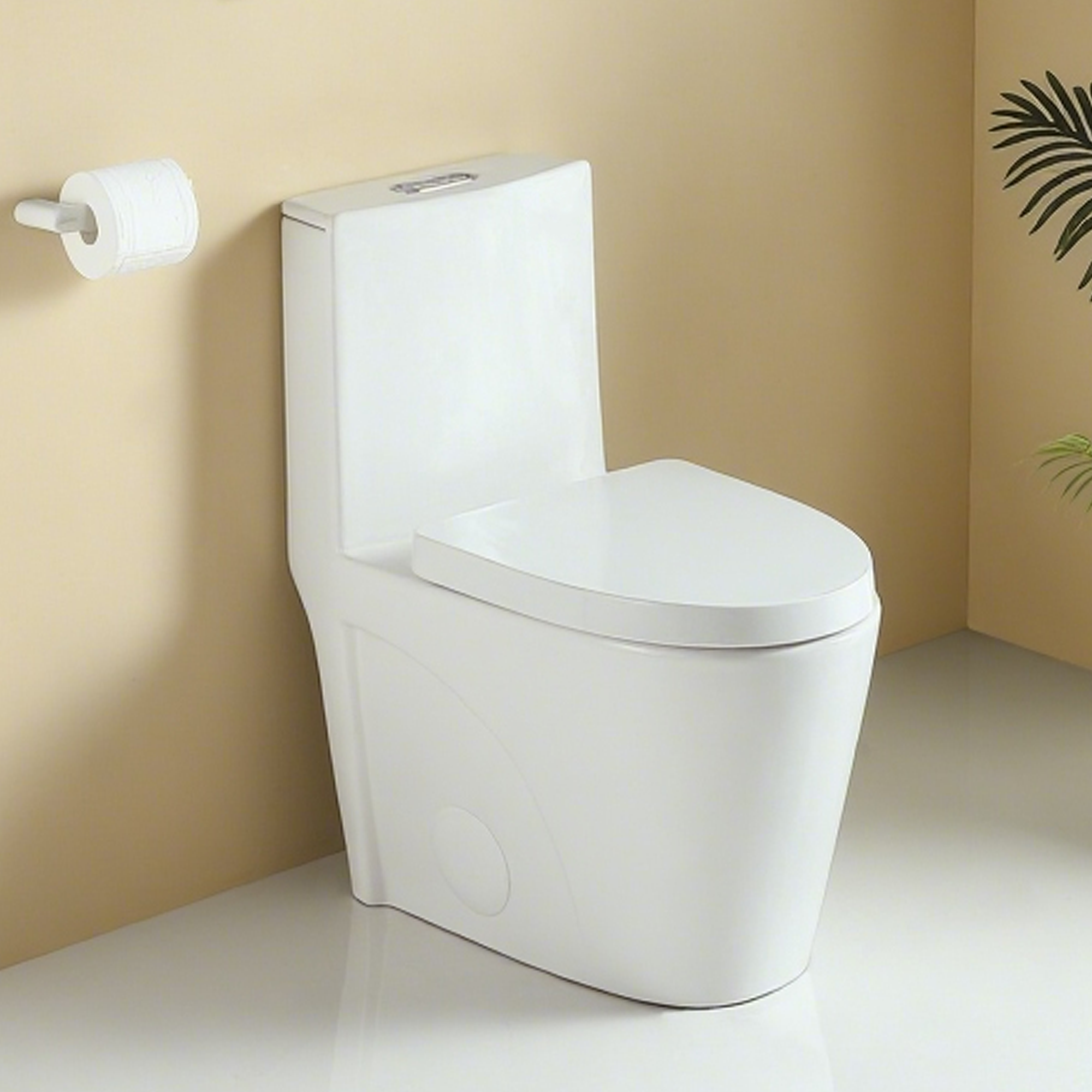 One-Piece Toilet, Dual-Flush 1.1/1.6 GPF, Elongated Comfort Height Bowl, Soft-Close Seat, Glossy White