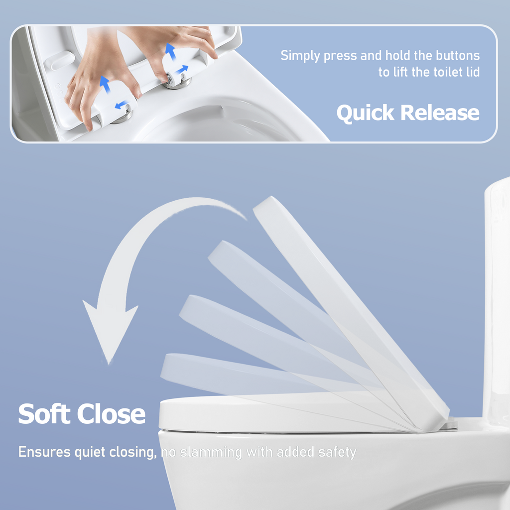 One-Piece Toilet, Dual-Flush 1.1/1.6 GPF, Elongated Comfort Height Bowl, Soft-Close Seat, Glossy White