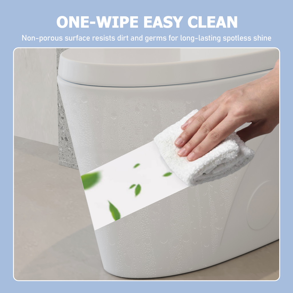 One-Piece Toilet, Dual-Flush 1.1/1.6 GPF, Elongated Comfort Height Bowl, Soft-Close Seat, Glossy White