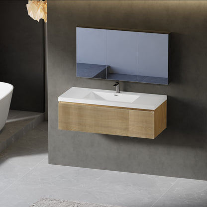 48" Liner - Floating Bathroom Vanity Natural Oak
