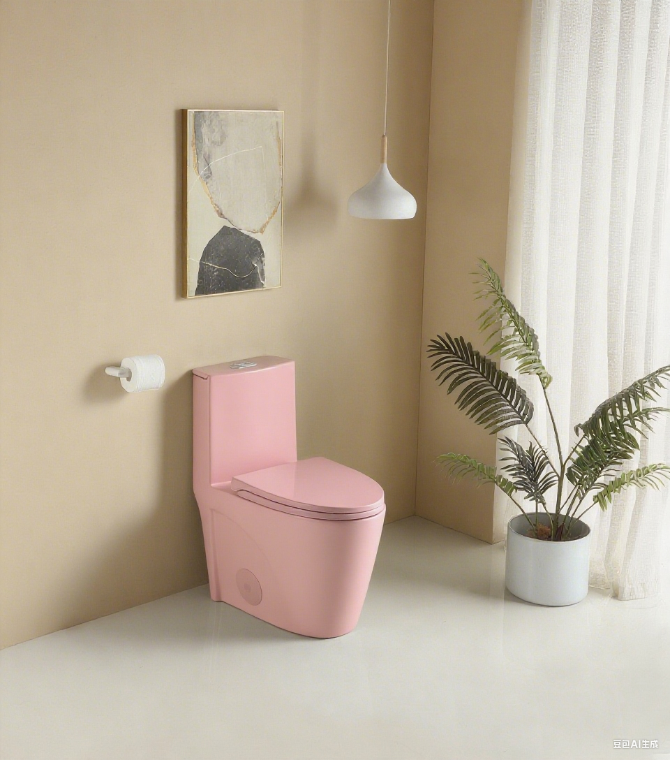 Dual-Flush Ceramic One-Piece Toilet 1.1/1.6 GPF, Water-Saving Elongated Comfort Height Bowl, Soft-Close Seat, Pink
