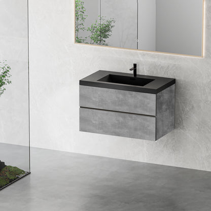 36" Edi - Modern Wall-mounted Bathroom Vanity V12-36GR