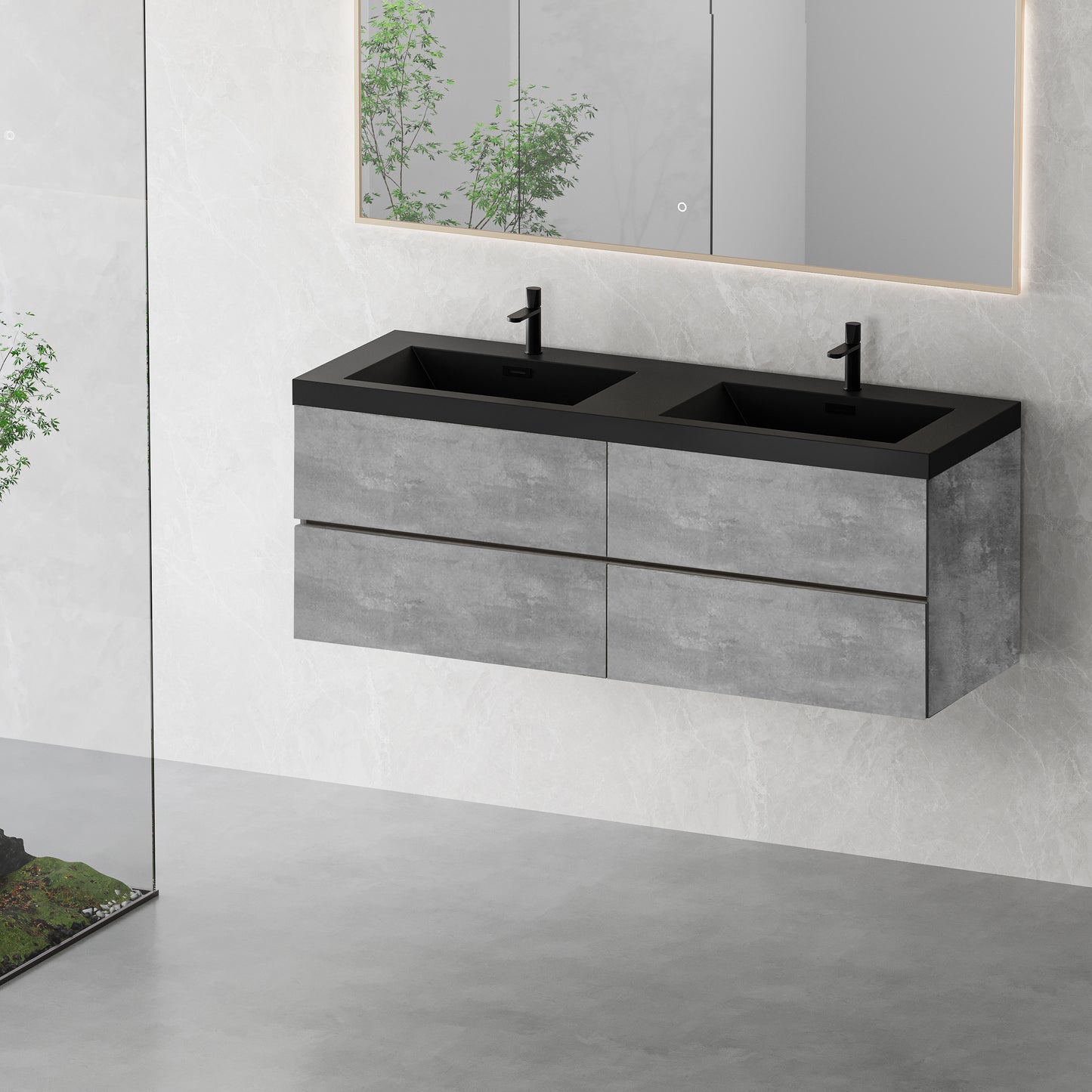 60" Edi - Modern Wall-mounted Bathroom Vanity
